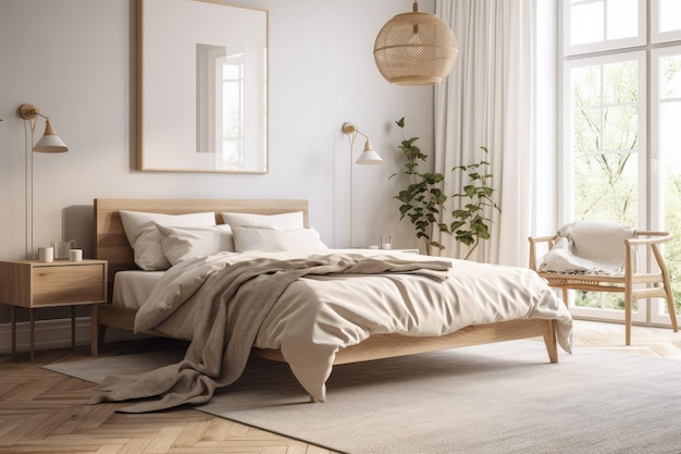 Scandinavian bedroom furniture Generate AI