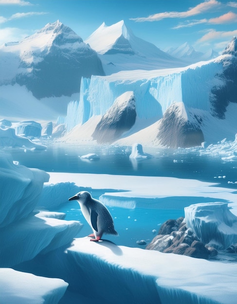 Scandinavian illustration style naive style Antarctic