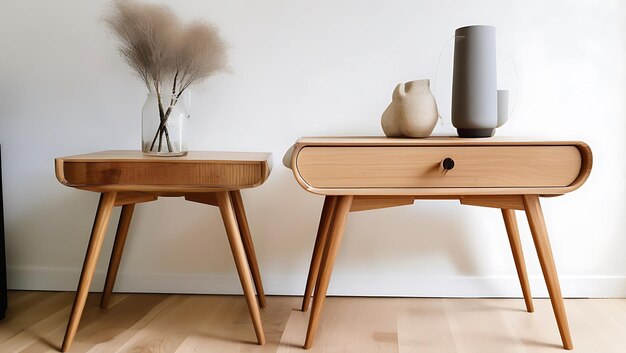 Photo scandinavian inspired side table with tapered legs generative ai