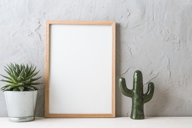 scandinavian interior shelves with mock up frame