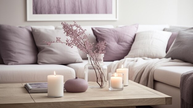 Scandinavian Living Room Amethyst Purple Nordic charm