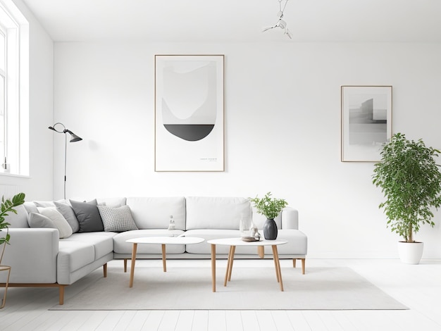 scandinavian living room image of blank mockup generative ai