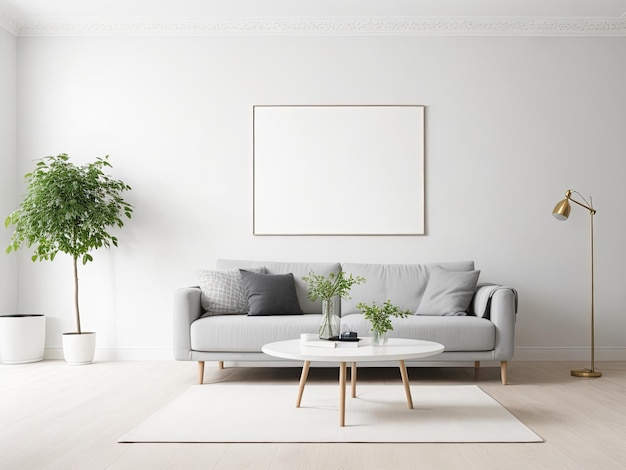 scandinavian living room image of blank mockup generative ai