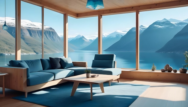 Scandinavian living room interior design zoom background