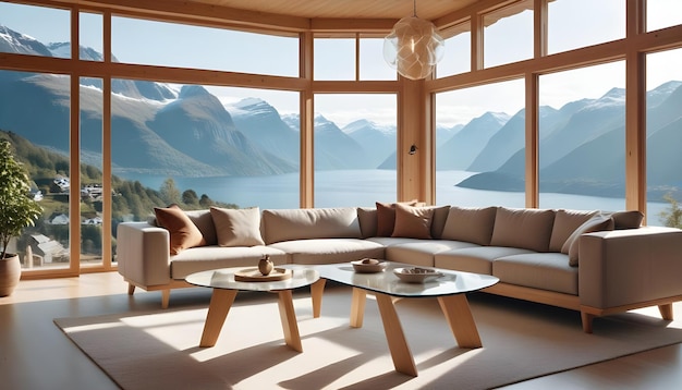 Scandinavian living room interior design zoom background