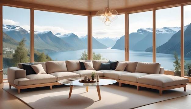 Scandinavian living room interior design zoom background