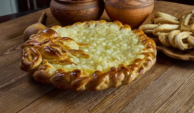 Scandinavian pie with cottage cheese Homemade traditional pastries