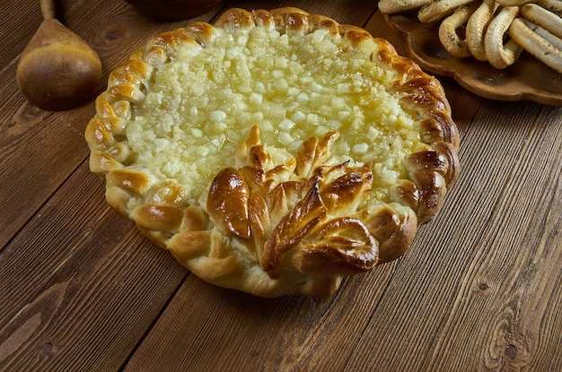 Scandinavian pie with cottage cheese Homemade traditional pastries