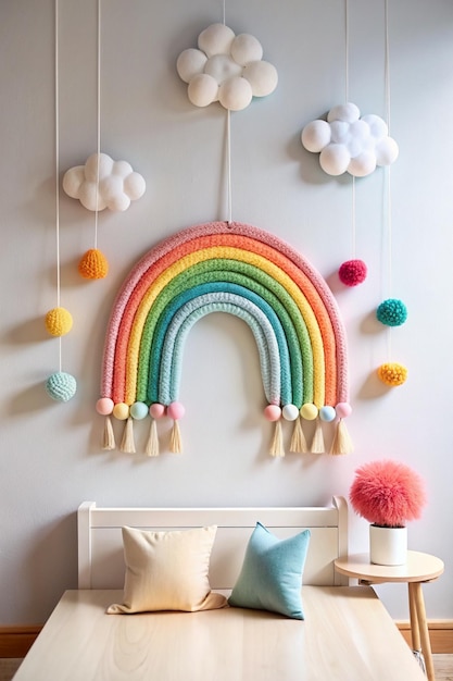 Scandinavian rainbow for childrens room wall deco