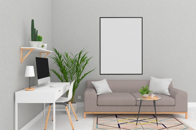 Scandinavian room artwork background frame mockup