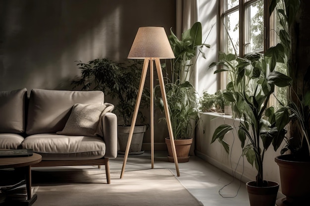 Scandinavian Style Floor Lamp With Minimalist Design And Natural Materials Generative AI