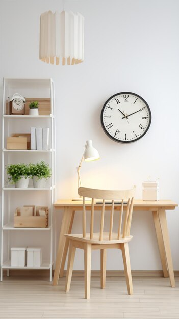 Scandinavianinspired home office with white walls