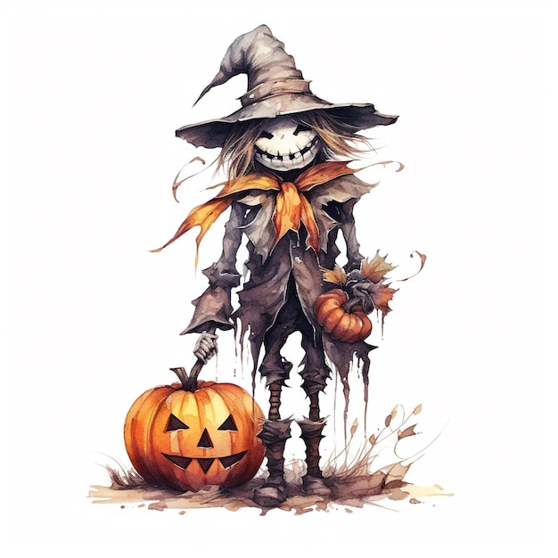 Scarecrow illustration creepy Halloween costume fashion