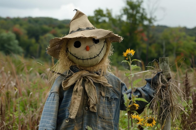 Scarecrow standing in a field