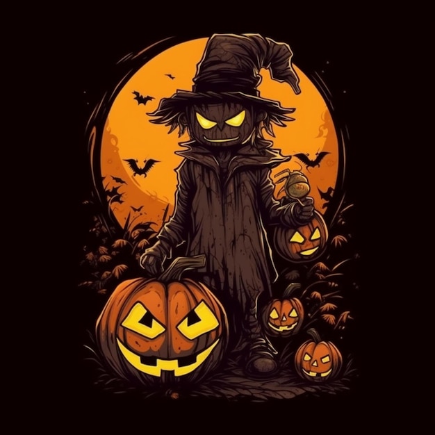 Scarecrow with a pumpkin