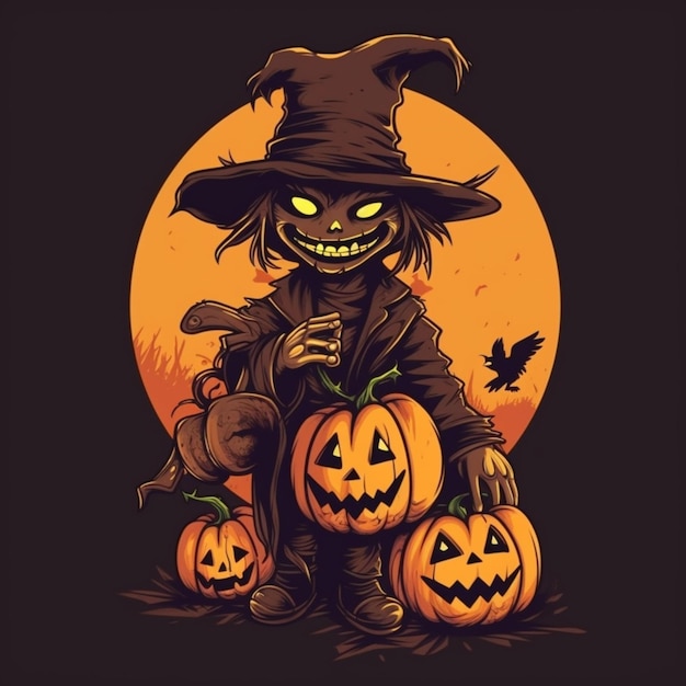 Scarecrow with a pumpkin