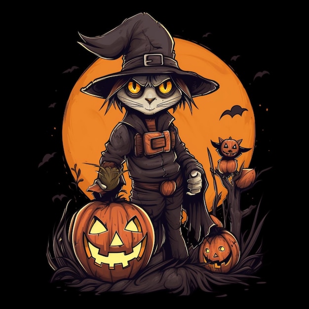 Scarecrow with a pumpkin