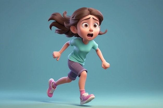 Scared and panicked young girl running