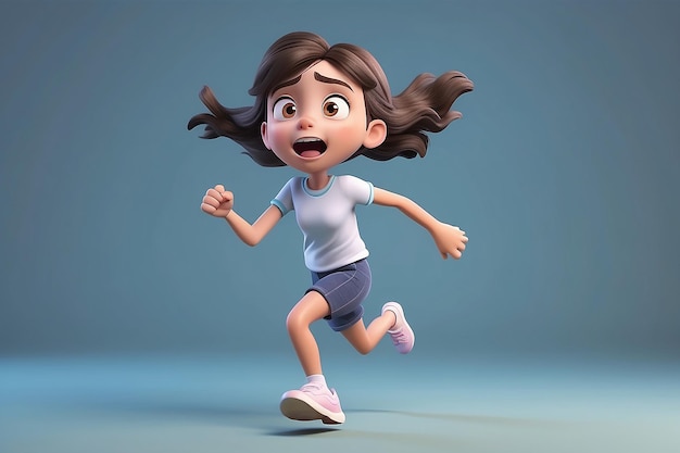 Scared and panicked young girl running