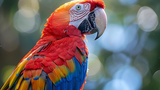 Scarlet Macaw Ara macao vibrant bird of Central South American rainforest Highlight colorful plumage