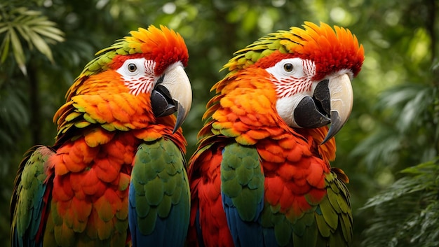 Scarlet Macaw In A Portrait That Highlights Every Detail Of Its Magnificent Feathers