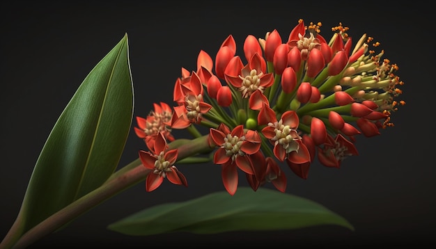 Scarlet Milkweed Flower Generative AI