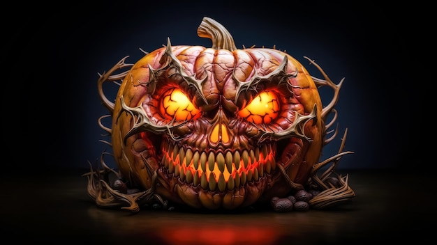 scary 3d dark evil halloween pumpkin