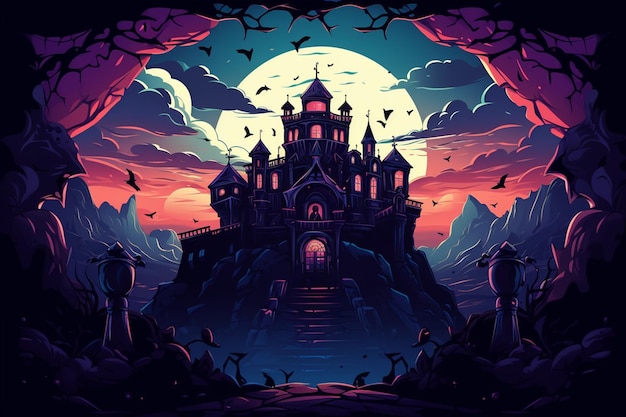 A scary castle graphic