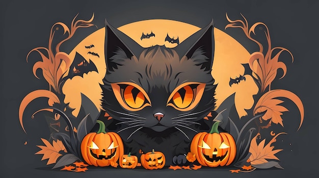 A scary cat fantasy halloween character generated by AI