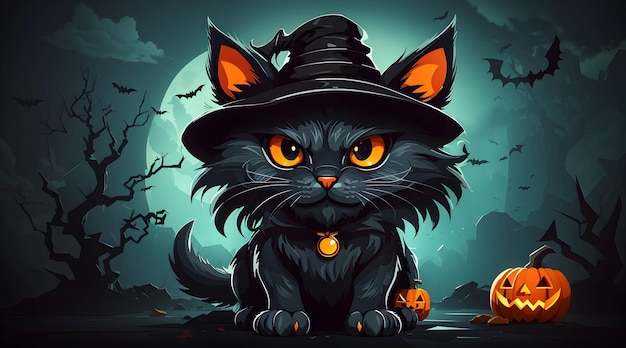 A scary cat fantasy halloween character generated by AI