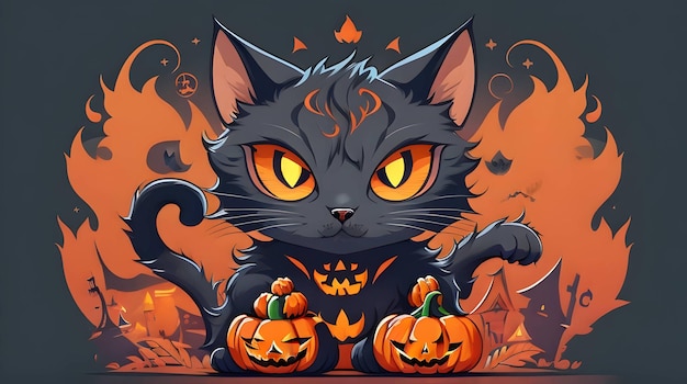 A scary cat fantasy halloween character generated by AI