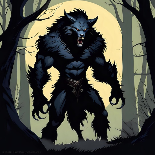 Photo scary dark mythology creature werewolf with claws