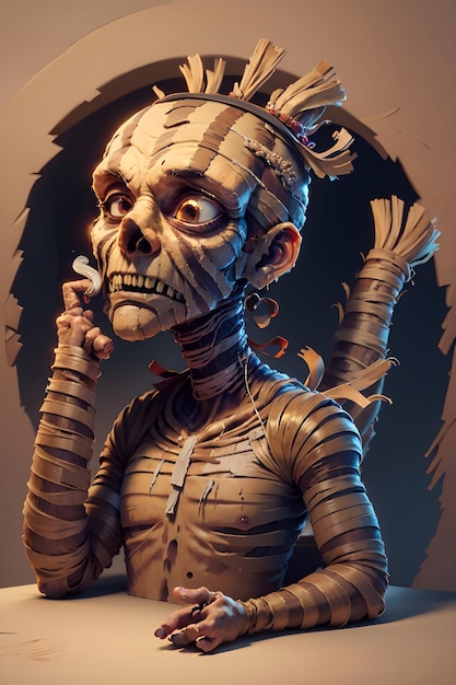 Scary evil mummy on ancient Egyptian tomb Halloween Ancient Egyptian mythology