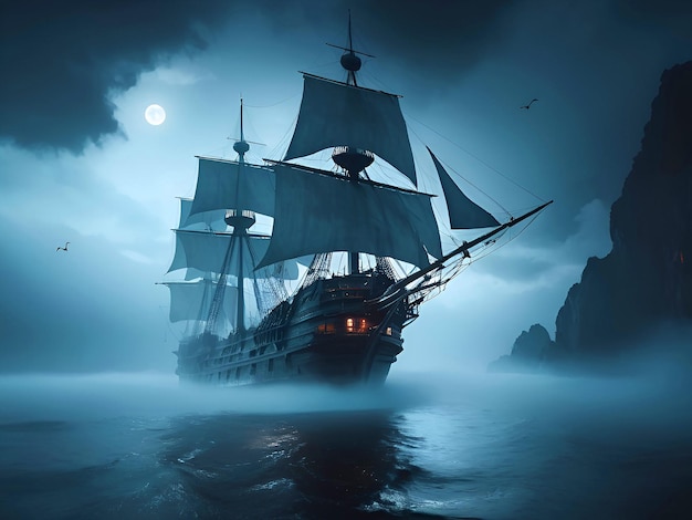 a scary flying dutchman ghost ship