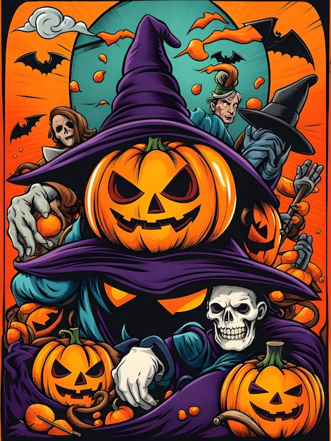 Scary halloween banner illustration