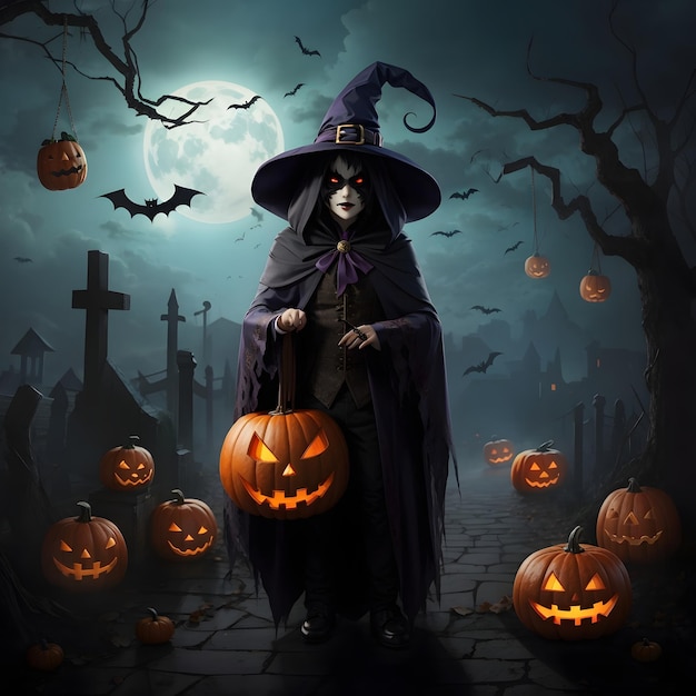 A Scary Halloween Cartoon Character Fantasy Halloween Cartoon Character Background ai generated