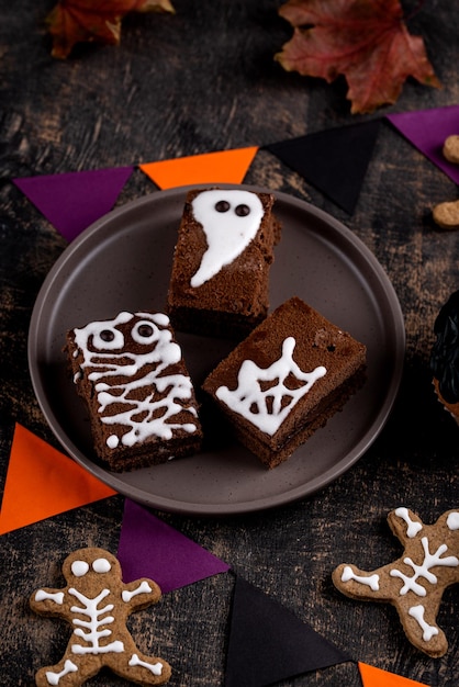 Scary halloween dessert with spooky decoration