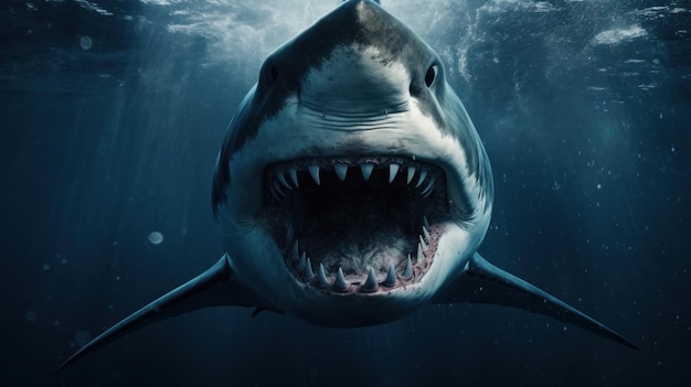 Scary and intimidating shark AI generated