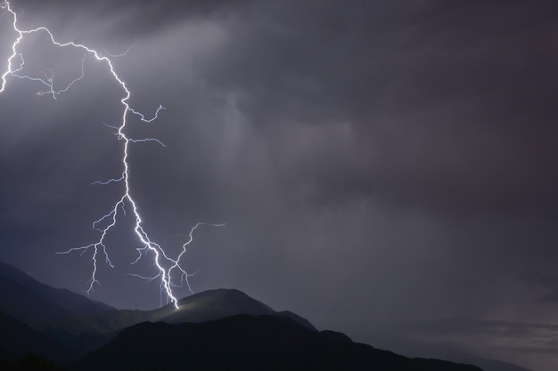 Scary lightning with a dark clouds