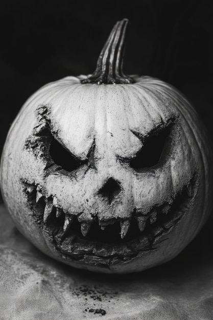 Photo scary pumpkin in black and white