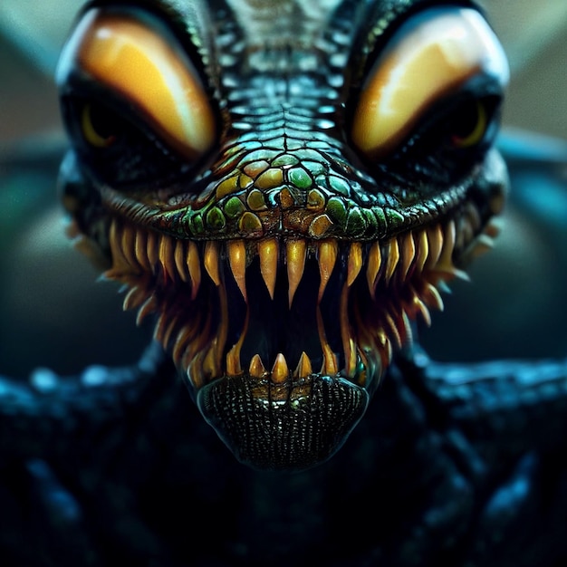 Scary reptilian creature illustration