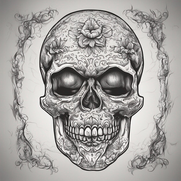 Scary skull drawing illustration for Day of the dead 4k celebration wallpaper