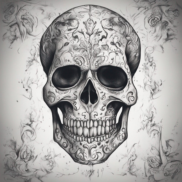 Scary skull drawing illustration for Day of the dead 4k celebration wallpaper