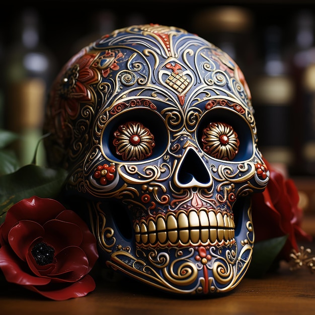 Scary skull photo for day of the dead celebration