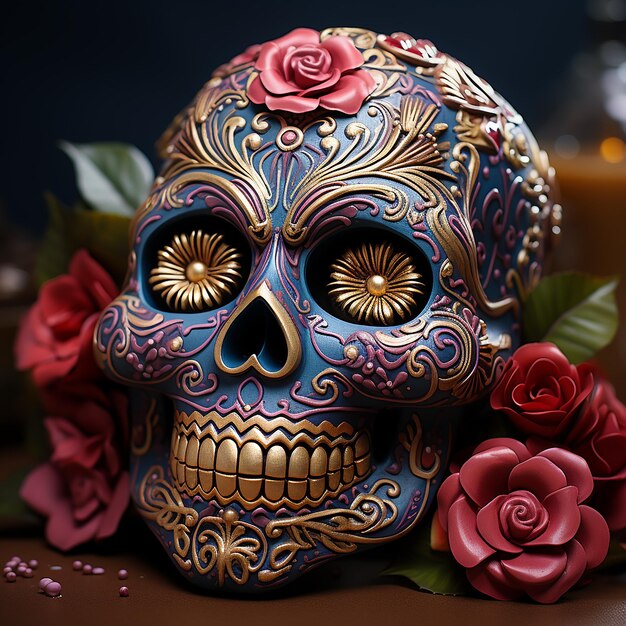 Scary skull photo for day of the dead celebration