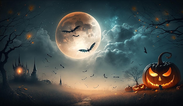 Scary spooky halloween 3d character background photo illustration