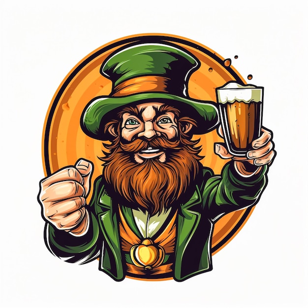 Scary St Patrick beer with classic ribbon vector illustrations for your work logo merchandise tshirt