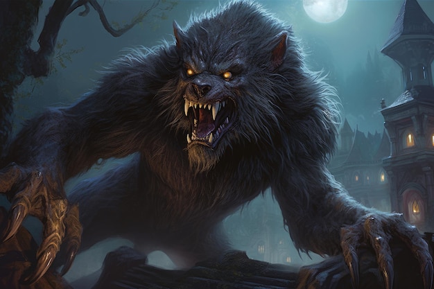 Scary werewolf fantasy animal Generate Ai