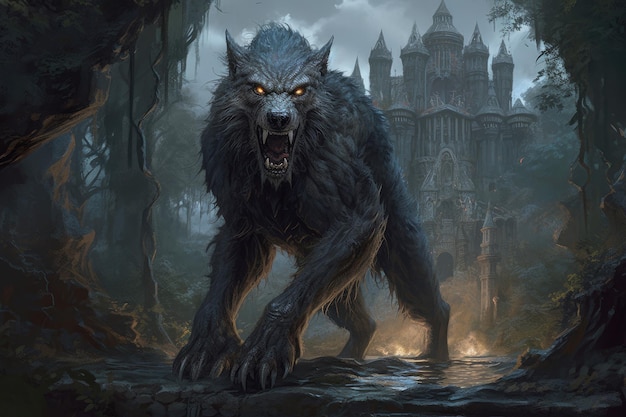 Scary werewolf fantasy Generate Ai