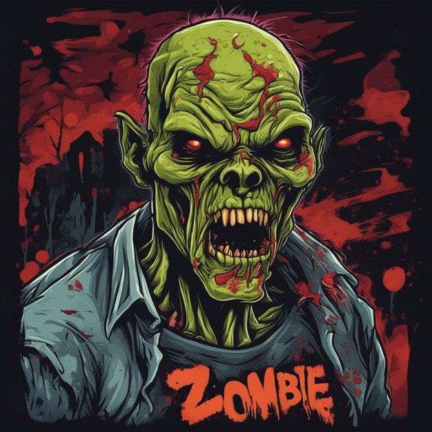 Photo scary zombie t shirt design